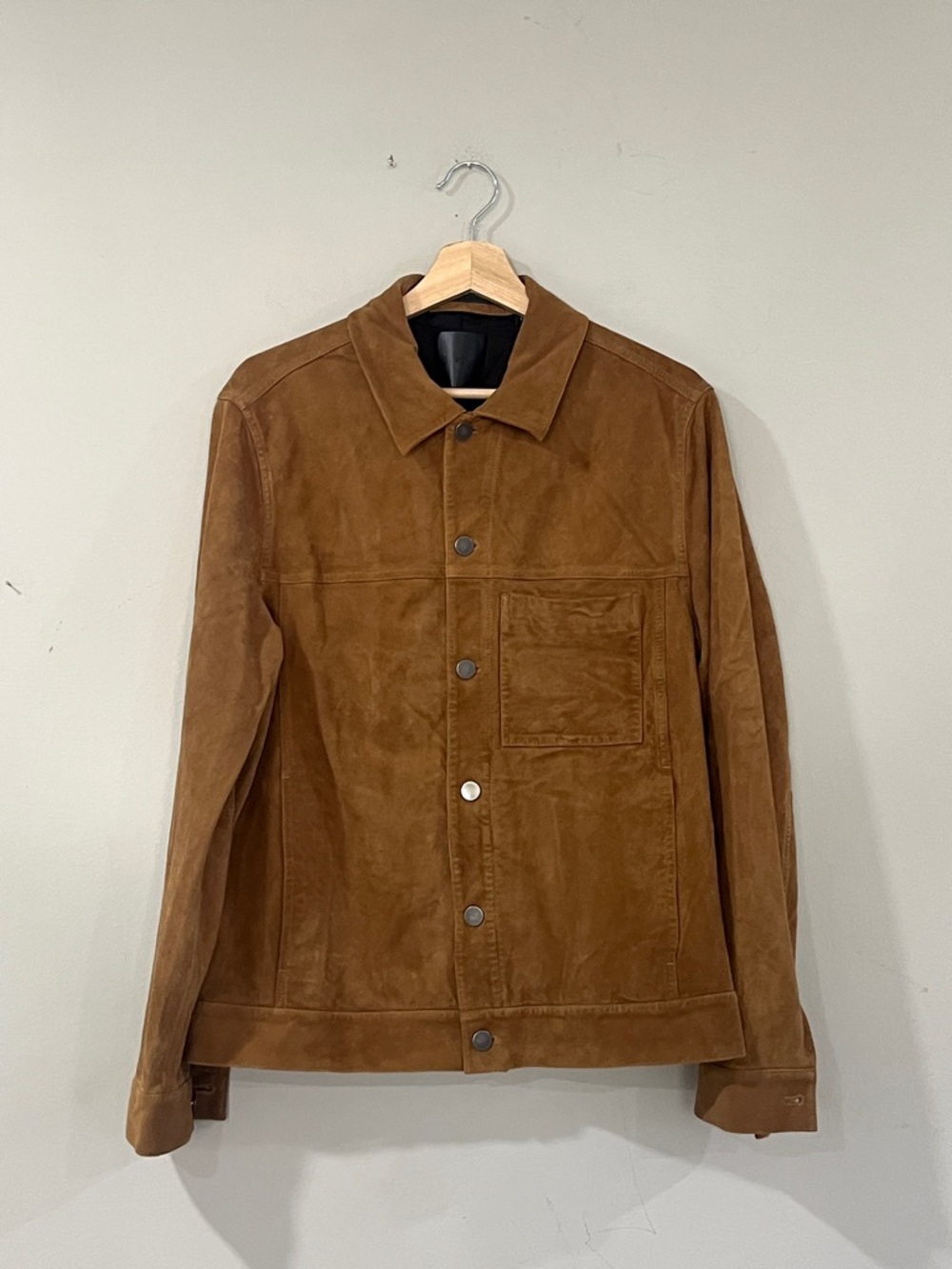 Theory Men's Suede Shirt Jacket in Cognac Brown